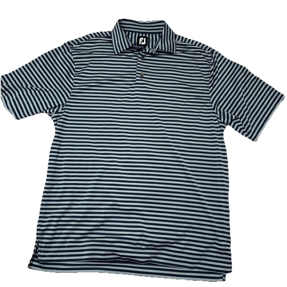 FootJoy Mens Large |Orange| Short Sleeve Stretch Golf Performance Striped Polo